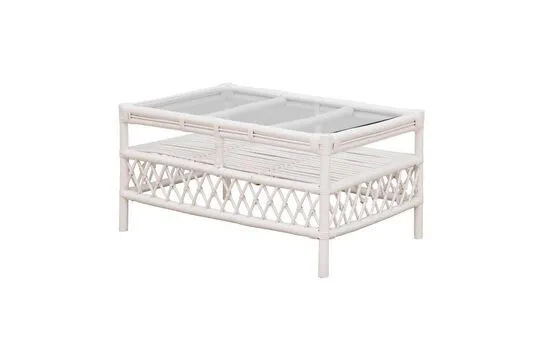 Plateforme réglable en hauteur Table basse en rotin blanc Barbara Chehoma - 90cm