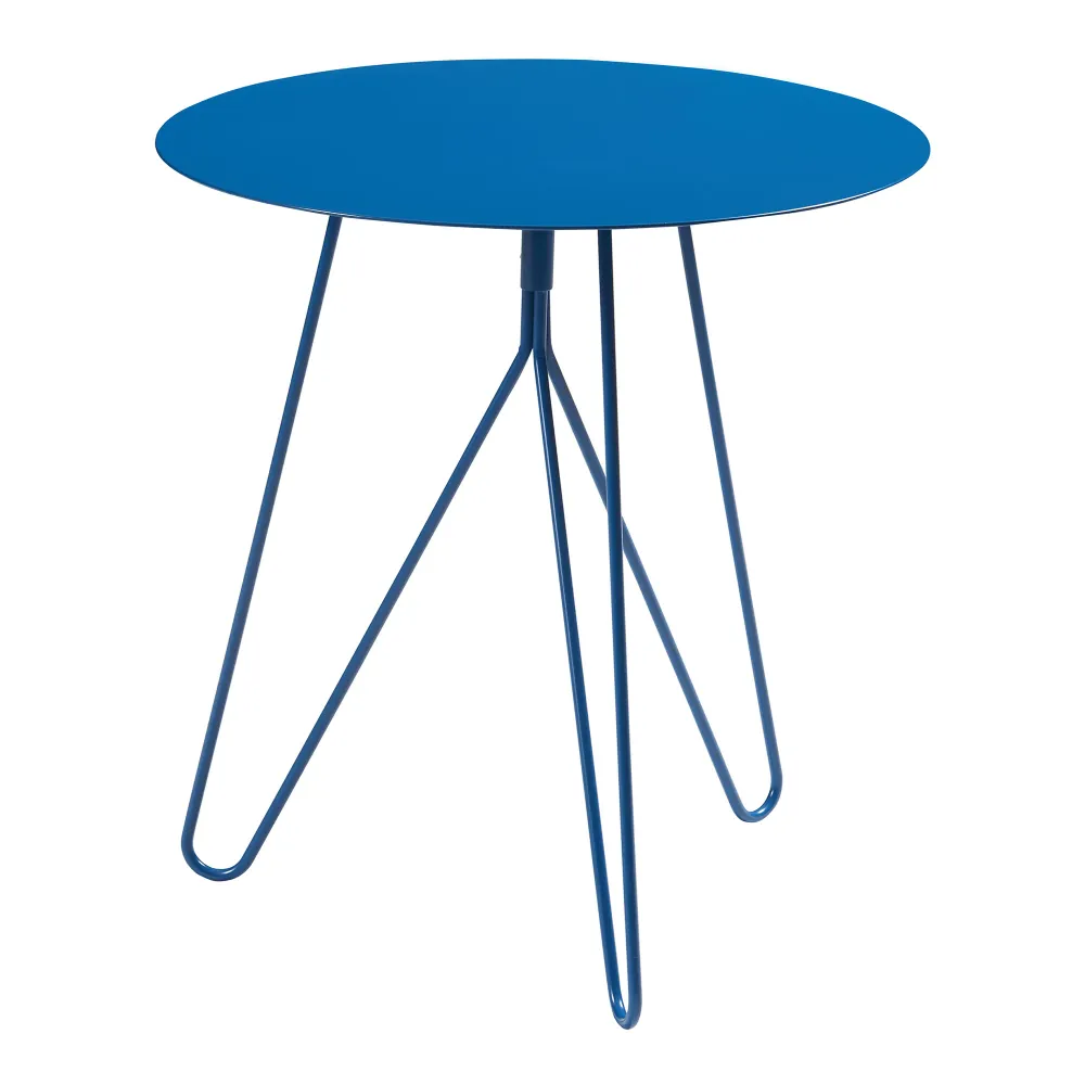 Table avec passe-câbles Table d'appoint 45 x 43 cm métal bleu 03_0010936
