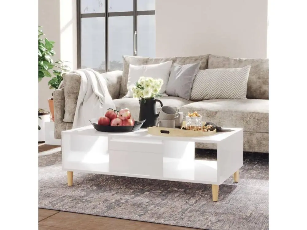 Table basse Blanc brillant 103,5x60x35 2