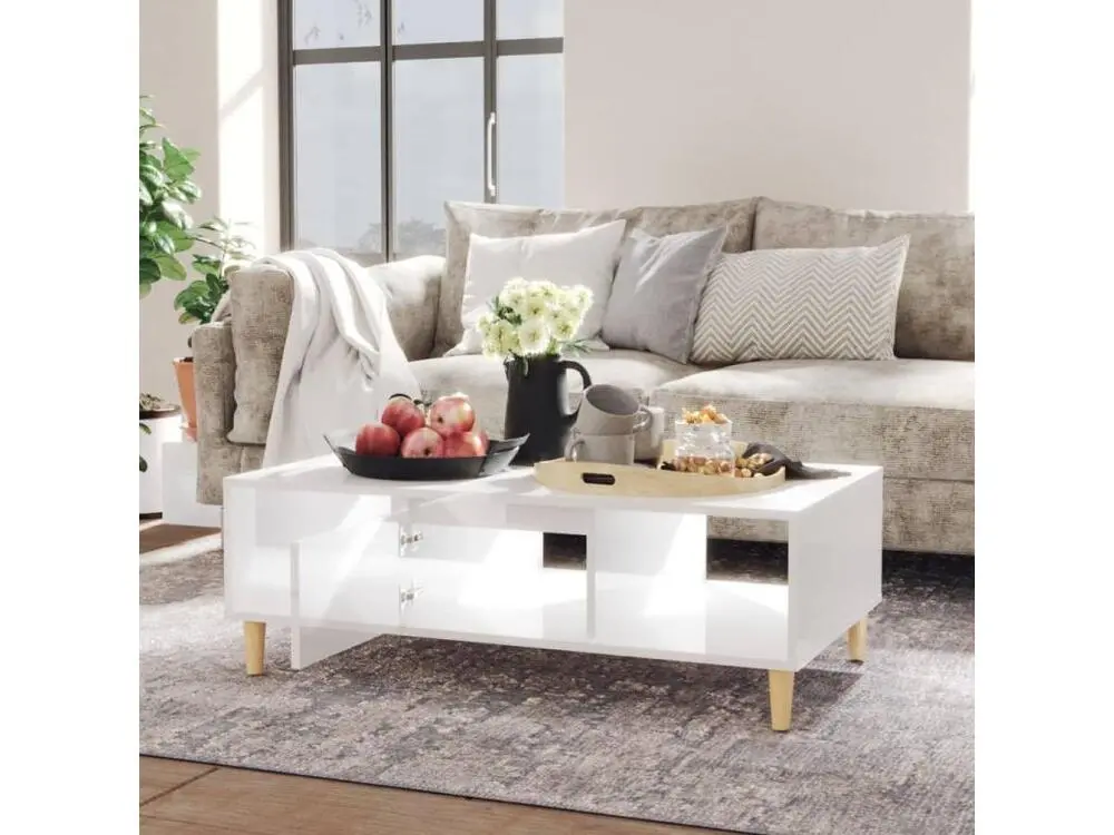Table basse Blanc brillant 103,5x60x35 2