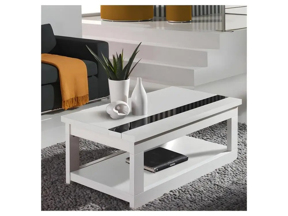 Table basse relevable blanche - UPTI avec revêtement résistant aux taches