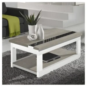 Table basse relevable Chêne clair/Bois Blanc - UPTI pour télétravail
