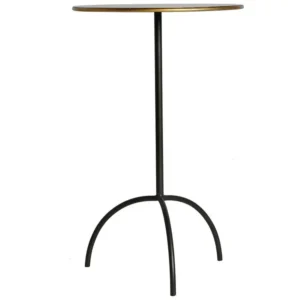 Table d'appoint en fer noir et or 37x37x59,5 avec tiroir à verrouillage