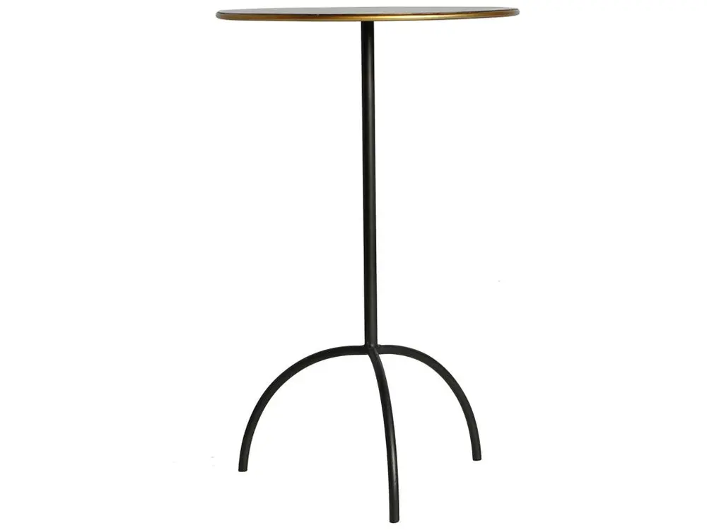 Table d'appoint en fer noir et or 37x37x59,5 avec tiroir à verrouillage