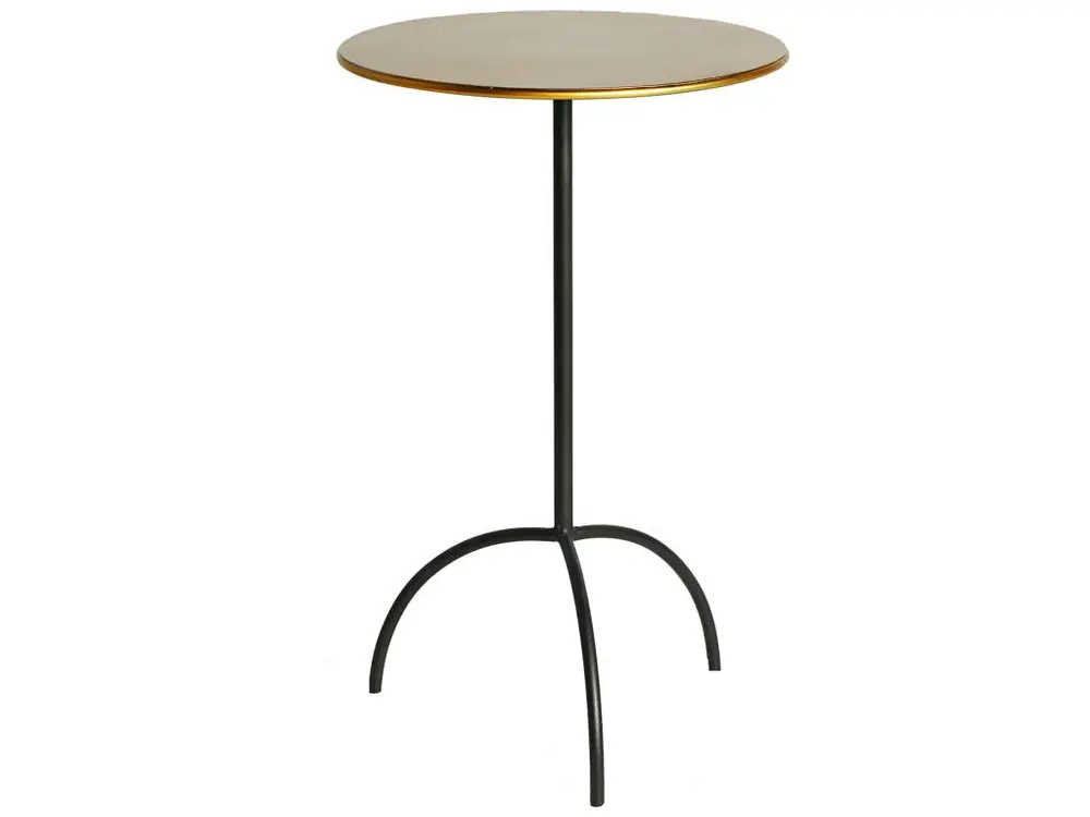Table d'appoint en fer noir et or 37x37x59,5 avec tiroir à verrouillage