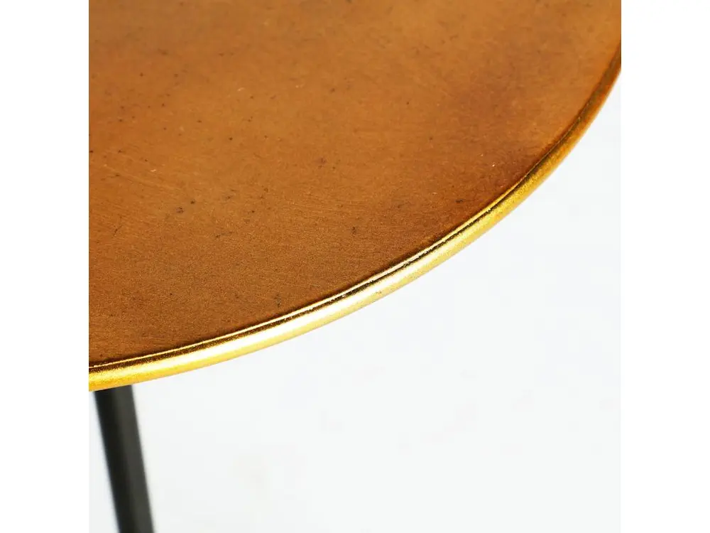 Table d'appoint en fer noir et or 37x37x59,5 avec tiroir à verrouillage