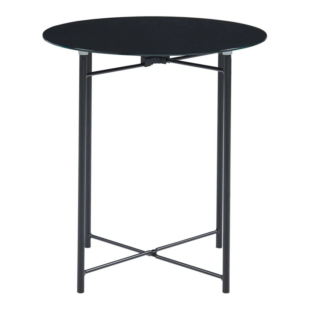 Table d'appoint acier verre trempé 45 x 42 cm noir 03_0010982 avec plateau en chêne massif