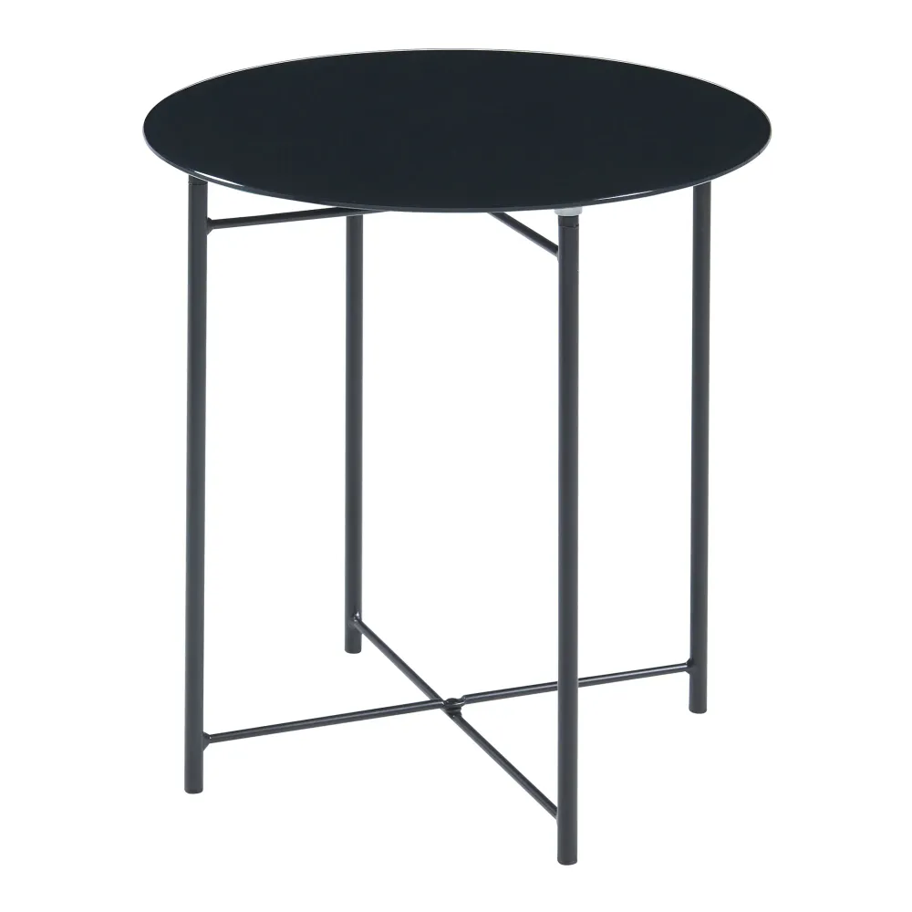 Table d'appoint acier verre trempé 45 x 42 cm noir 03_0010982 facile à monter