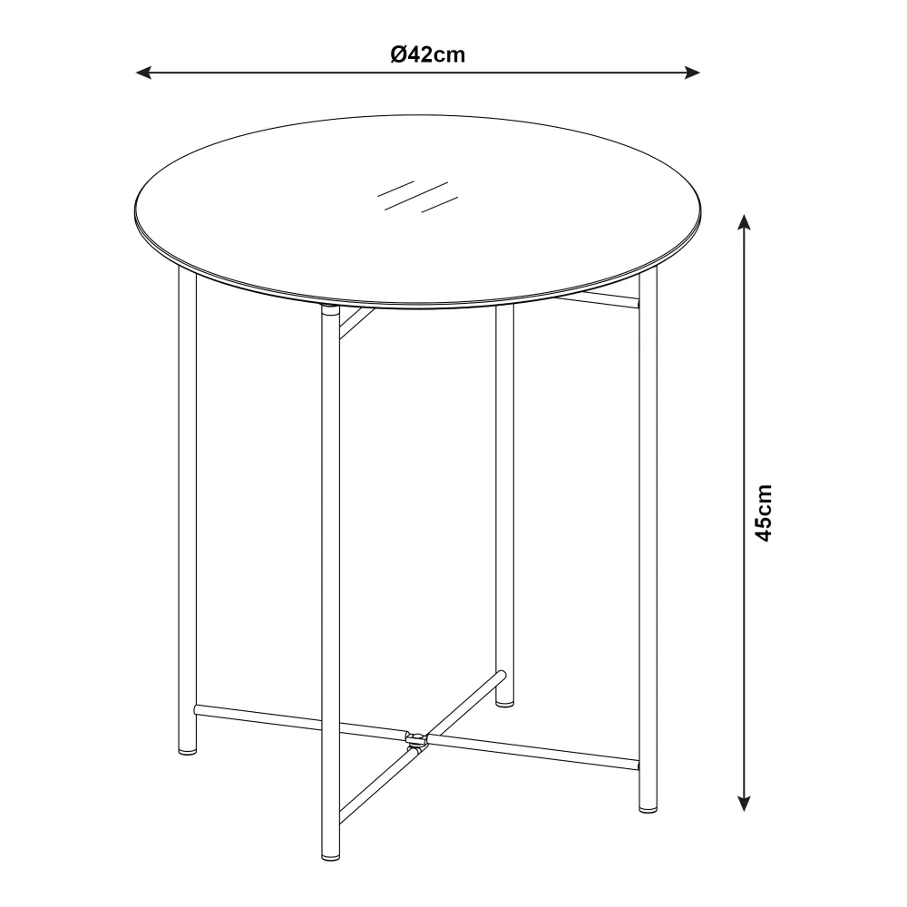 Table d'appoint acier verre trempé 45 x 42 cm noir 03_0010982 facile à monter