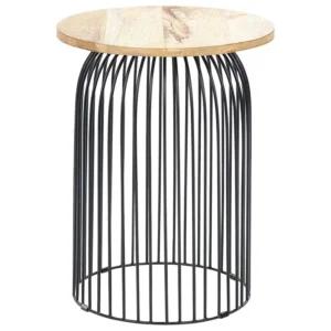 Table d'appoint en bois de manguier évident et noir WILLS en mélaminé haute résistance