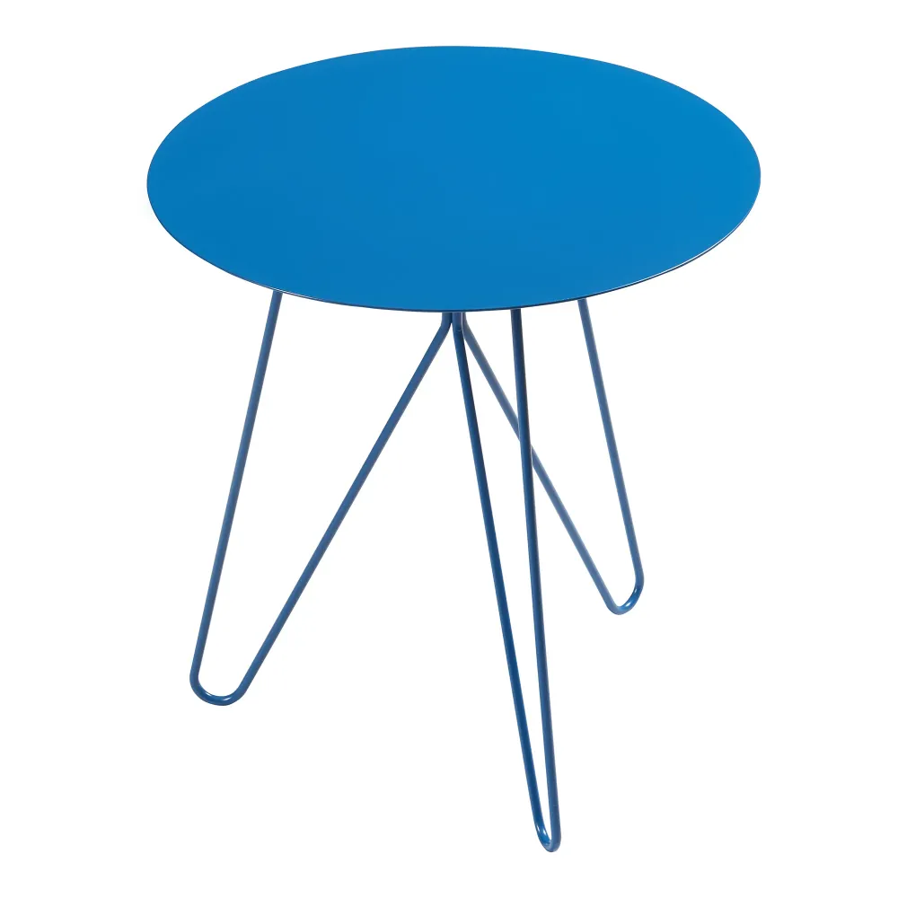 Table d'appoint 45 x 43 cm métal bleu 03_0010936 avec mécanisme à manivelle