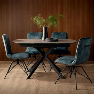 Table extensible verre gris manifeste pied mikado 140-200 cm OTTAWA