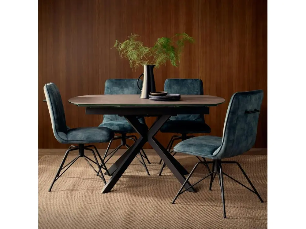 Table extensible verre gris manifeste pied mikado 140-200 cm OTTAWA