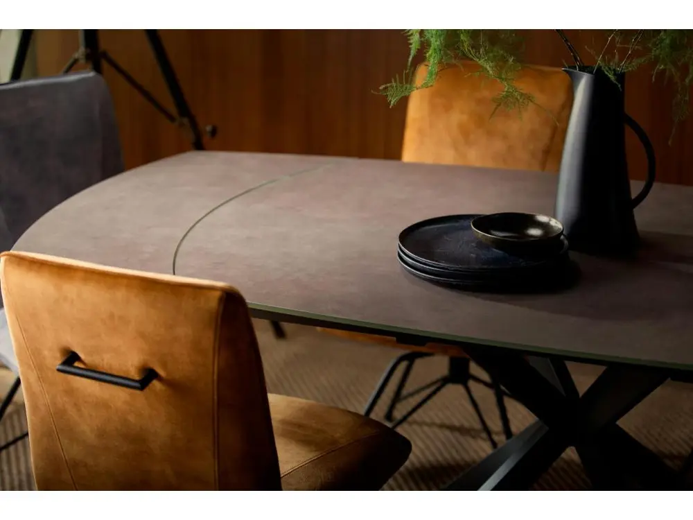 Table extensible verre gris manifeste pied mikado 140-200 cm OTTAWA