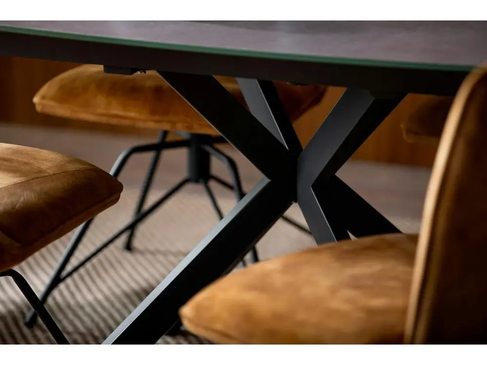 Table extensible verre gris manifeste pied mikado 140-200 cm OTTAWA