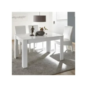 Table de repas à allonge laqué Blanc brillant - BARI avec certificat PEFC