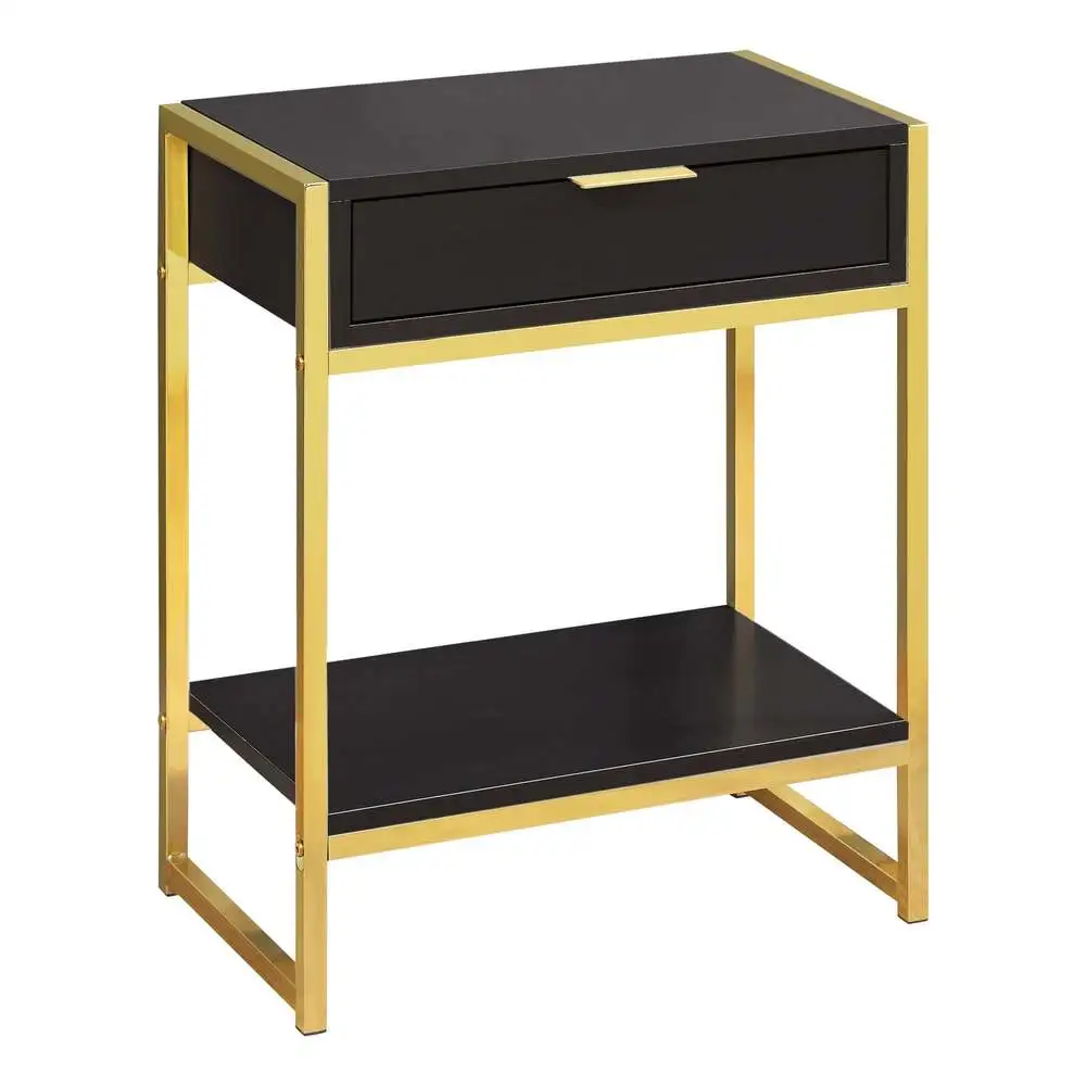 Table de travail modulable Table D'Appoint - 24"H / Espresso / MéTal Doré