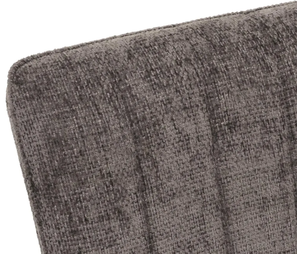 Banc de salle à manger canapé avec dossier rembourré en tissu chenille gris-marron et métal 160 cm 04_0005860