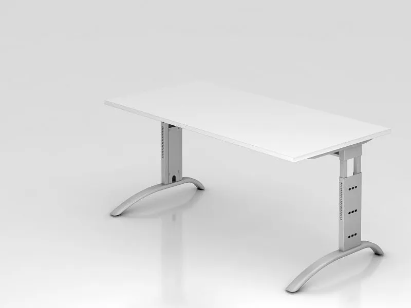 Bureau Hammerbacher pied C 160x80cm blanc hauteur de travail 65 - 85 cm VFS16/W/S commander à bas prix