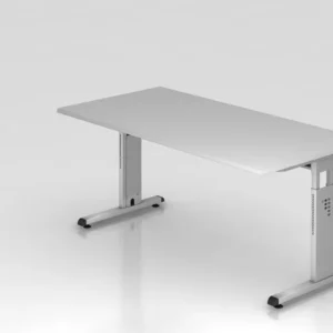 Bureau Hammerbacher pied C 160x80cm gris/argent hauteur de travail 65-85 cm VOS16/5/S obtenir à bas prix