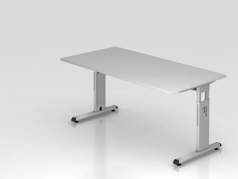 Bureau Hammerbacher pied C 160x80cm gris/argent hauteur de travail 65-85 cm VOS16/5/S obtenir à bas prix