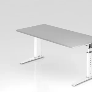 Bureau Hammerbacher pied C 160x80cm gris/blanc hauteur de travail 68-86 cm réglable VUS16/5/W commander à bas prix