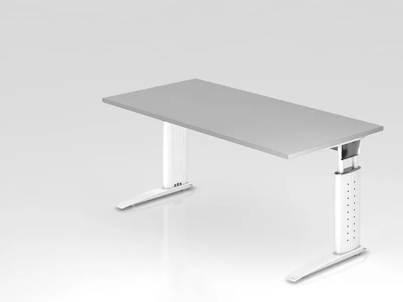 Bureau Hammerbacher pied C 160x80cm gris/blanc hauteur de travail 68-86 cm réglable VUS16/5/W commander à bas prix