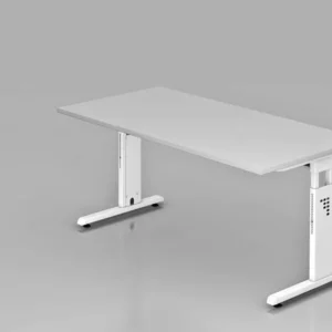 Bureau Hammerbacher pied C 160x80cm gris/blanc hauteur de travail 65-85 cm VOS16/5/W se fournir à bas prix
