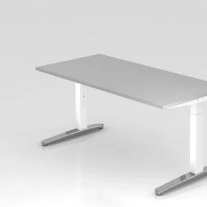 Bureau Hammerbacher pied C 160x80cm gris/blanc poli forme rectangulaire VXB16/5/WC prendre à bas prix