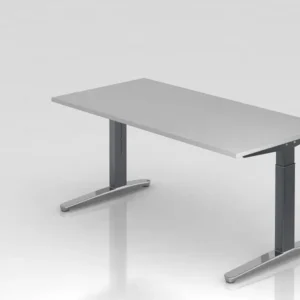 Bureau Hammerbacher pied C 160x80cm gris/graphite (poli) forme rectangulaire VXB16/5/GC se procurer à bas prix