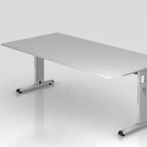 Bureau Hammerbacher pied C 200x100cm gris/argent hauteur de travail 65-85 cm VOS2E/5/S commander à bas prix