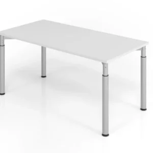 Bureau Hammerbacher YS16 160 x 80 cm plateau : gris épaisseur 25 mm chant épais en ABS forme rectangulaire argent VYS16/5/...