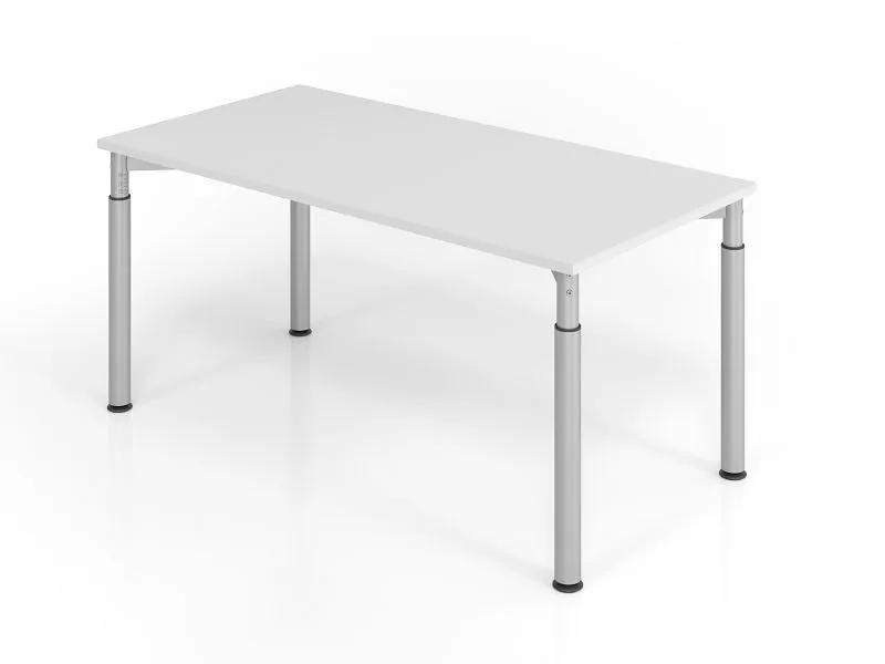Bureau Hammerbacher YS16 160 x 80 cm plateau : gris épaisseur 25 mm chant épais en ABS forme rectangulaire argent VYS16/5/...