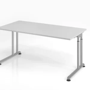 Bureau Hammerbacher ZS16 160 x 80 cm plateau : gris épaisseur 25 mm chant solide en ABS forme rectangulaire argent VZS16/5...