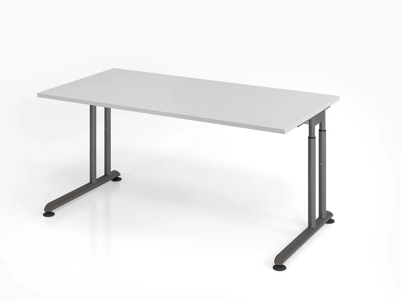Bureau Hammerbacher ZS16 160 x 80 cm plateau : gris épaisseur 25 mm chant épais en ABS forme rectangulaire graphite VZS16/...