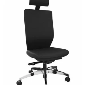 Chaise de bureau opérateur DENIOS Stilo ES technologie Syncro-Quickshift base en aluminium support de nuque noir 292416 se...