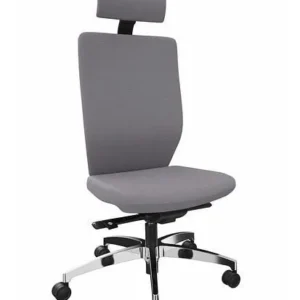 Chaise de bureau opérateur DENIOS Stilo ES technologie Syncro-Quickshift base en aluminium support de nuque gris 292420 co...