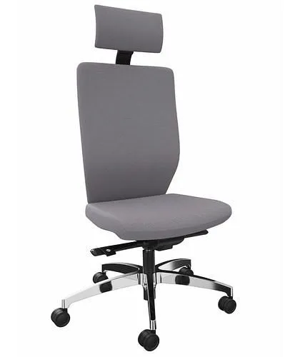 Chaise de bureau opérateur DENIOS Stilo ES technologie Syncro-Quickshift base en aluminium support de nuque gris 292420 co...