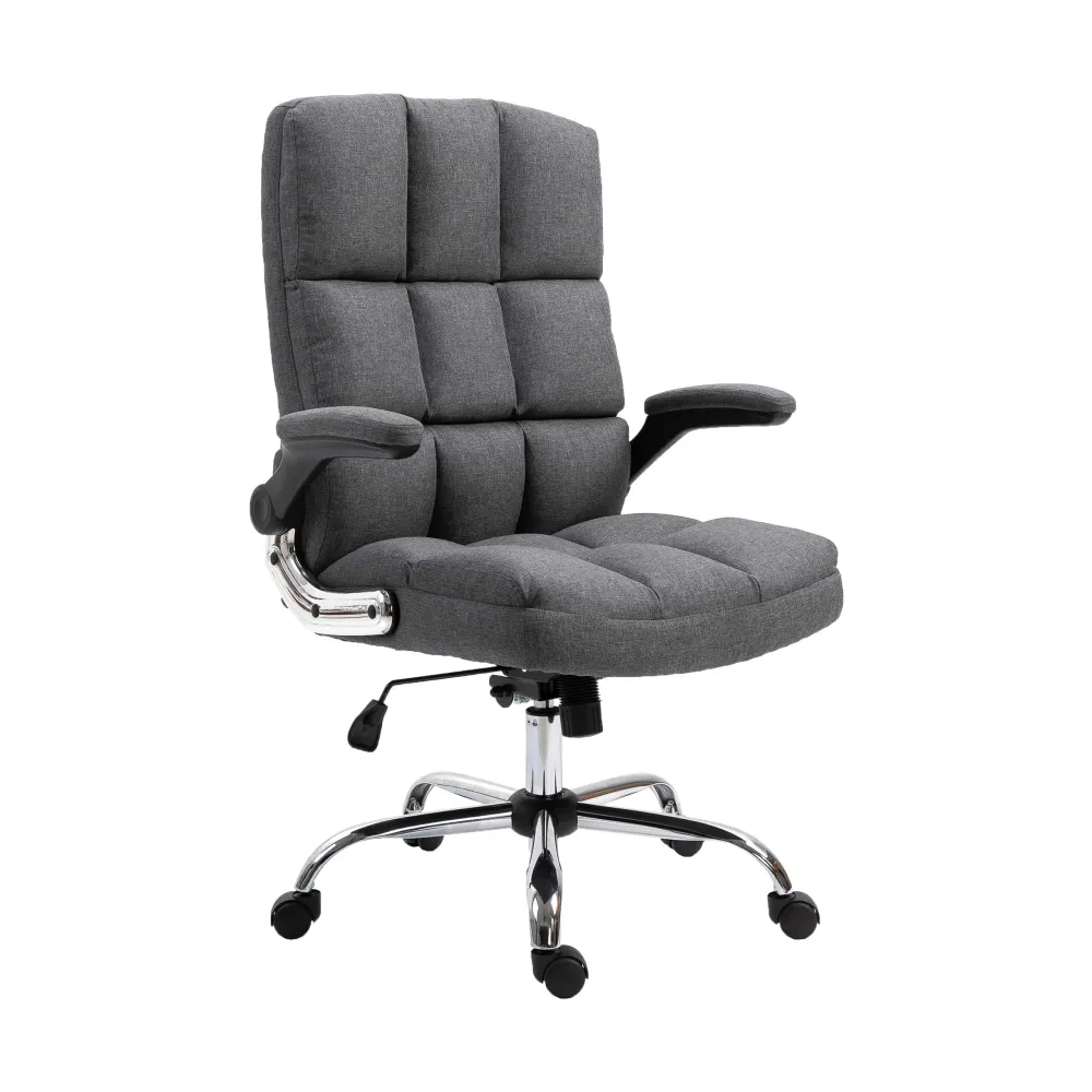 Chaise de bureau pivotante réglable en hauteur en tissu gris ténébreux forme ergonomique 04_0001875