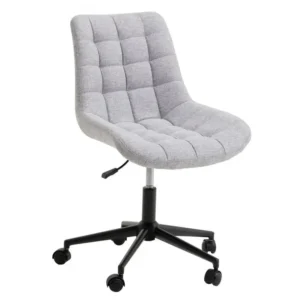 Chaise de bureau TALIA, fauteuil pivotant sans accoudoirs, siège à roulettes réglables en hauteur, revêtement en tissu gris