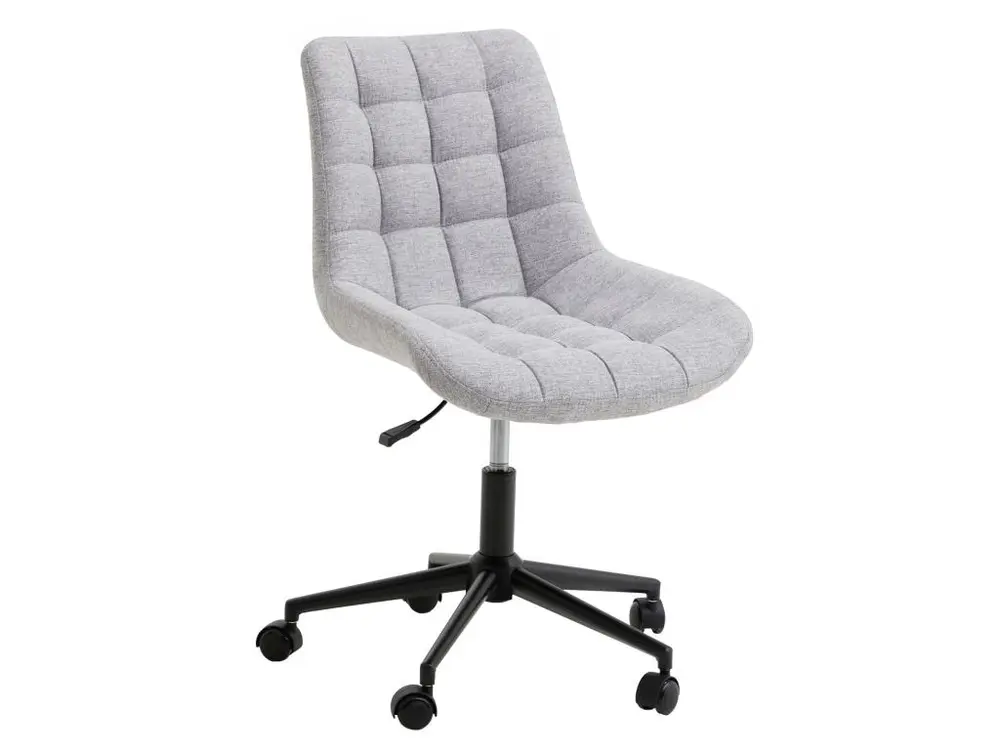 Chaise de bureau TALIA, fauteuil pivotant sans accoudoirs, siège à roulettes réglables en hauteur, revêtement en tissu gris