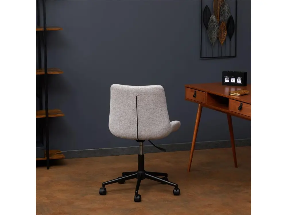 Chaise de bureau TALIA, fauteuil pivotant sans accoudoirs, siège à roulettes réglables en hauteur, revêtement en tissu gris