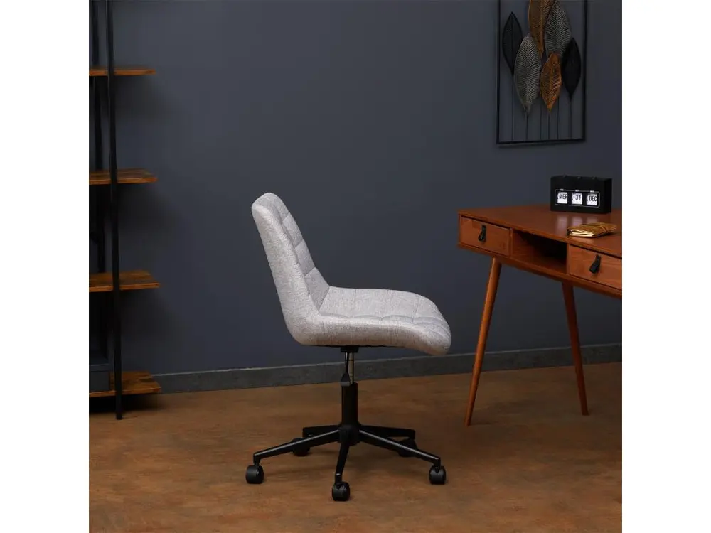 Chaise de bureau TALIA, fauteuil pivotant sans accoudoirs, siège à roulettes réglables en hauteur, revêtement en tissu gris