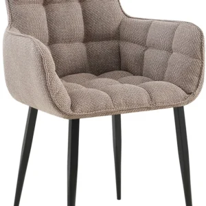 Chaise design rembourrée en tissu marron évident design enveloppant pieds métal noir 10_0007432