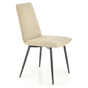 Chaise design en tissu crème avec pieds en métal noir Assia
