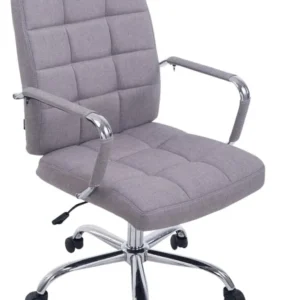 Chaise fauteuil de bureau à roulettes en tissu gris hauteur réglable BUR10113