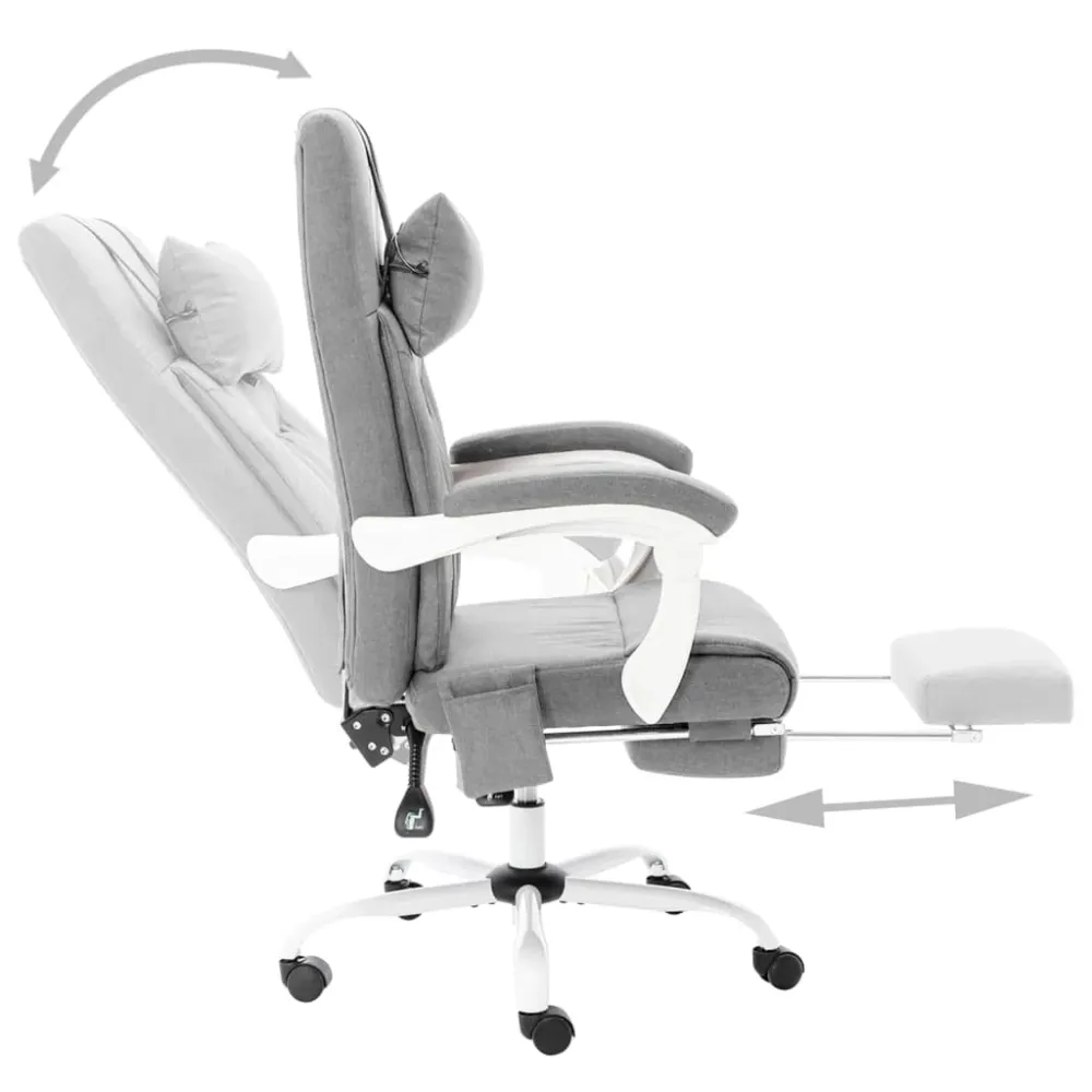 Chaise fauteuil siège de bureau informatique étude de massage tissu gris 02_0024011