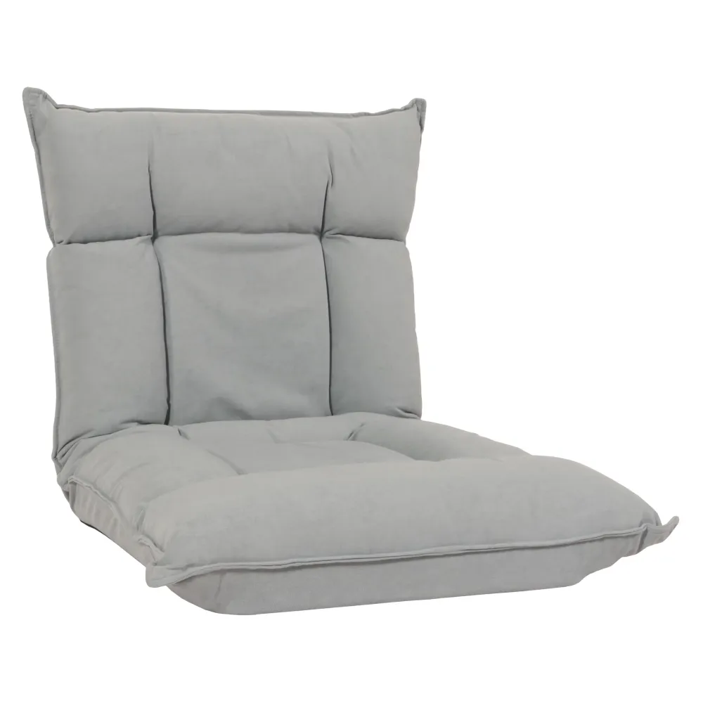 Chaise de sol dossier réglable sur 6 positions de relaxation cadre constant velours gris clair 04_0006367