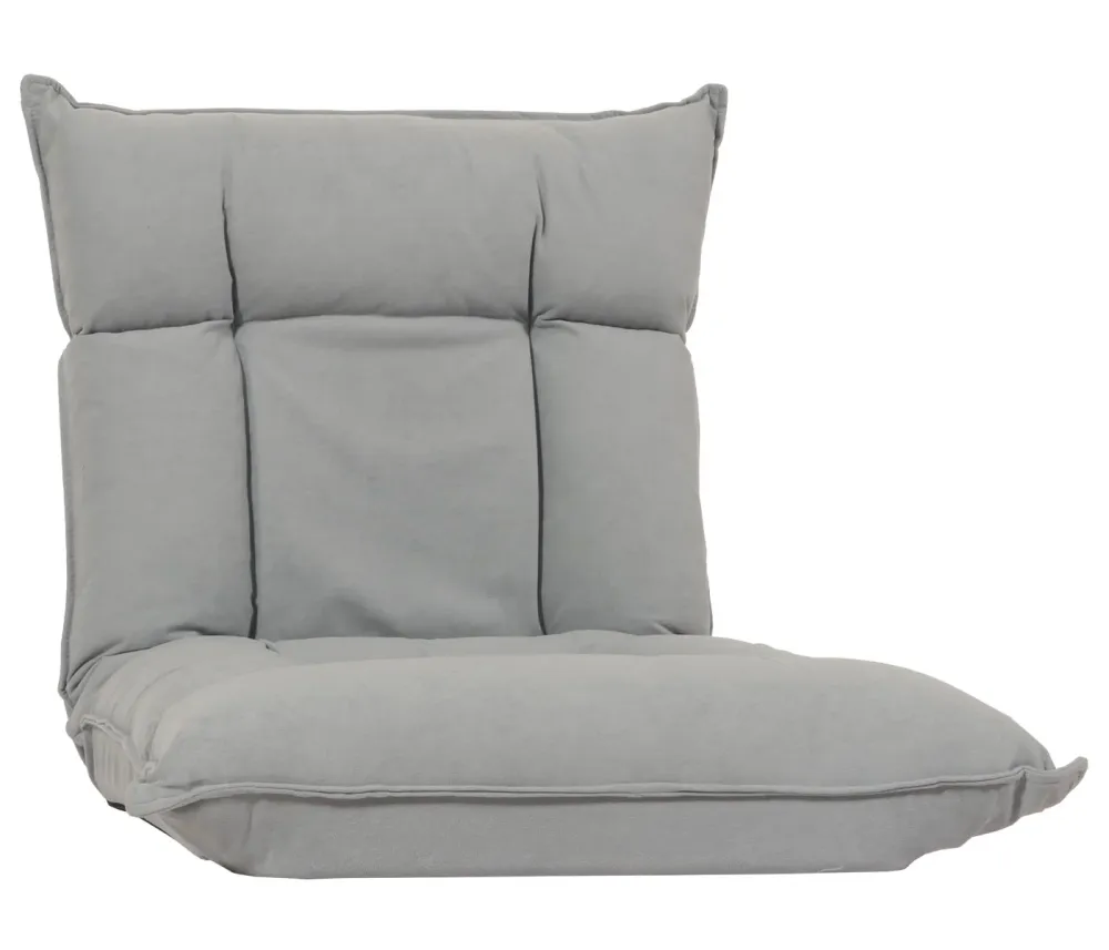 Chaise de sol dossier réglable sur 6 positions de relaxation cadre constant velours gris clair 04_0006367