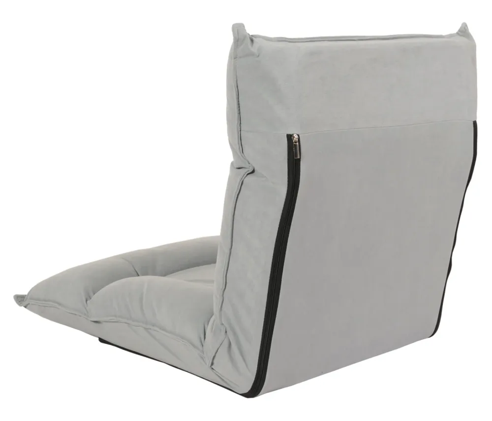Chaise de sol dossier réglable sur 6 positions de relaxation cadre constant velours gris clair 04_0006367